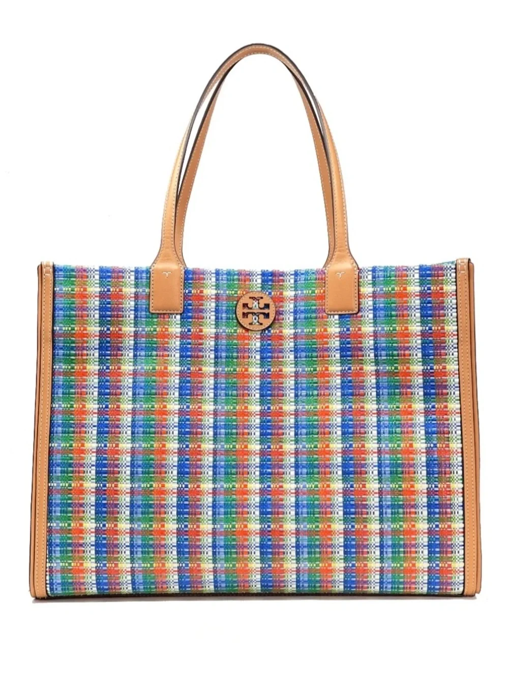 Tory Burch Ella Multicolor Poly Woven Nylon Tote Bag Purse